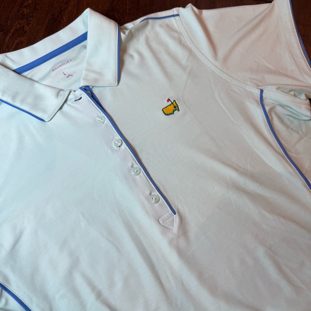 Masters Magnolia Lane Tech Polo Blue Pipping size Large Golf Activewear